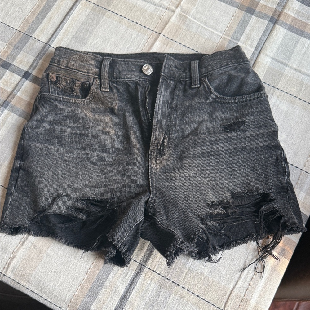 American Eagle Outfitters Black Distressed Jean Shorts